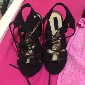 Lace wedge sandals